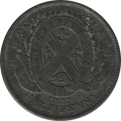 Province du Bas Canada ½ Penny - Un Sou (City Bank) Image 2